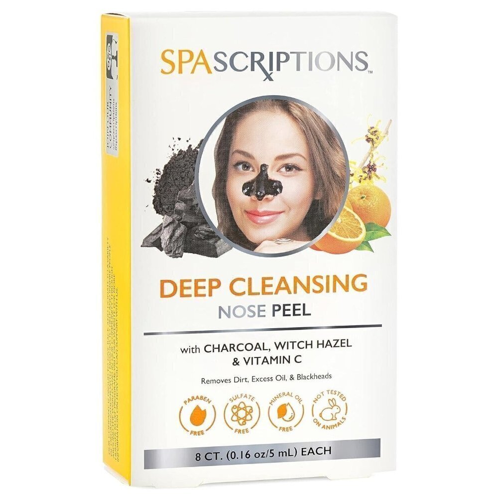 SpaScriptions Charcoal & Vitamin C  Cleansing Nose Strips 8 Strips Charcoal
